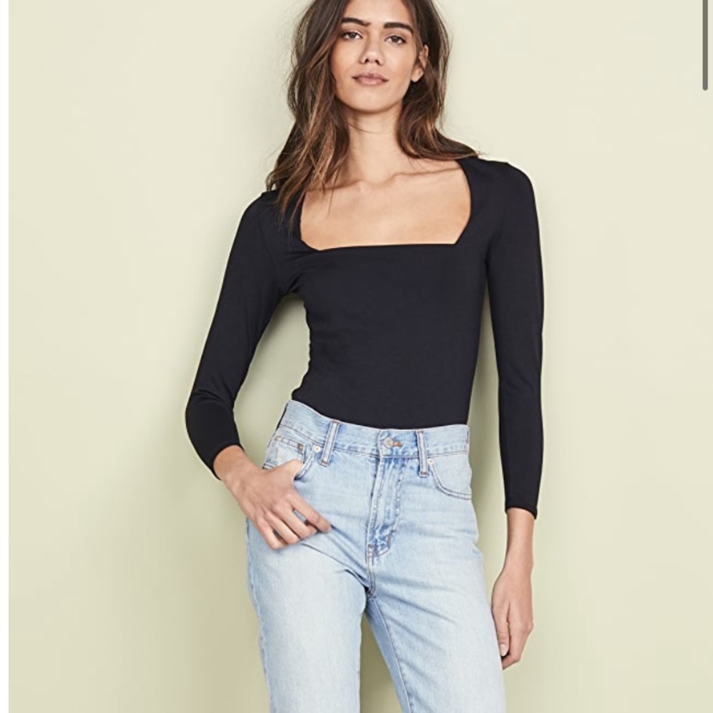 Free people square neck bodysuit black NWTS